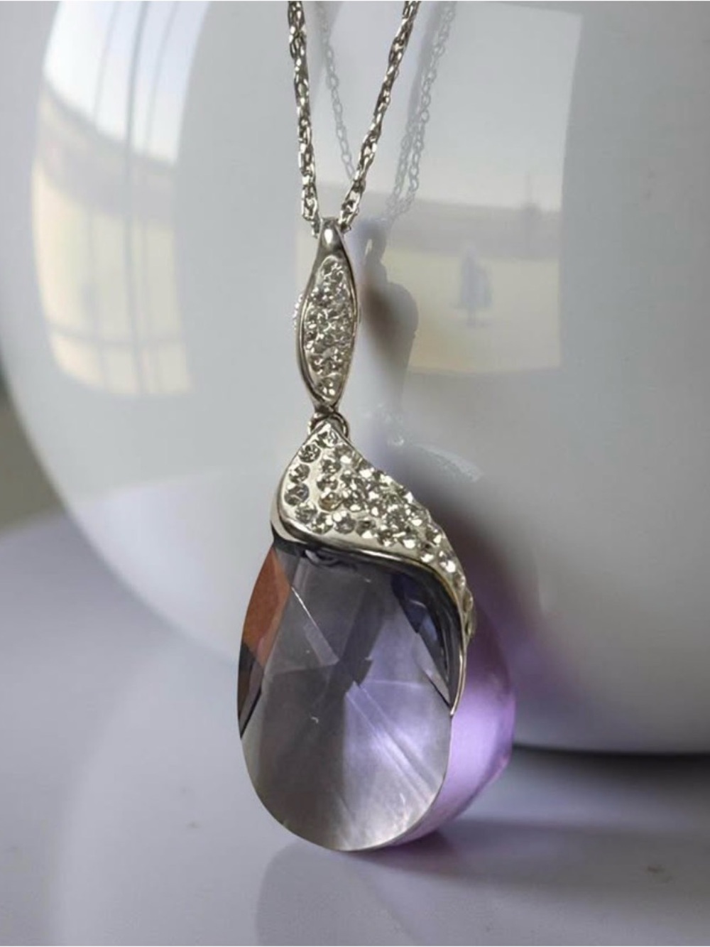Vintage Swarovski Purple Crystal Necklace Sterling Silver 1990s Glam - Picture 10 of 11